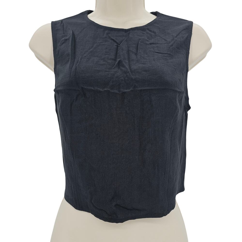 Halara Womans size L Sleeveless Crop Backless Tie Waist Tank Top Black NEW